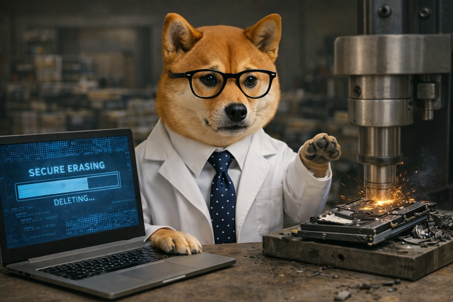 上書き消去と物理破壊の比較イメージ